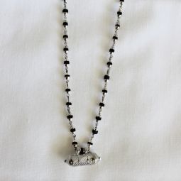 Silver Tulsi Smaller Black Neck Beads with Kavacha